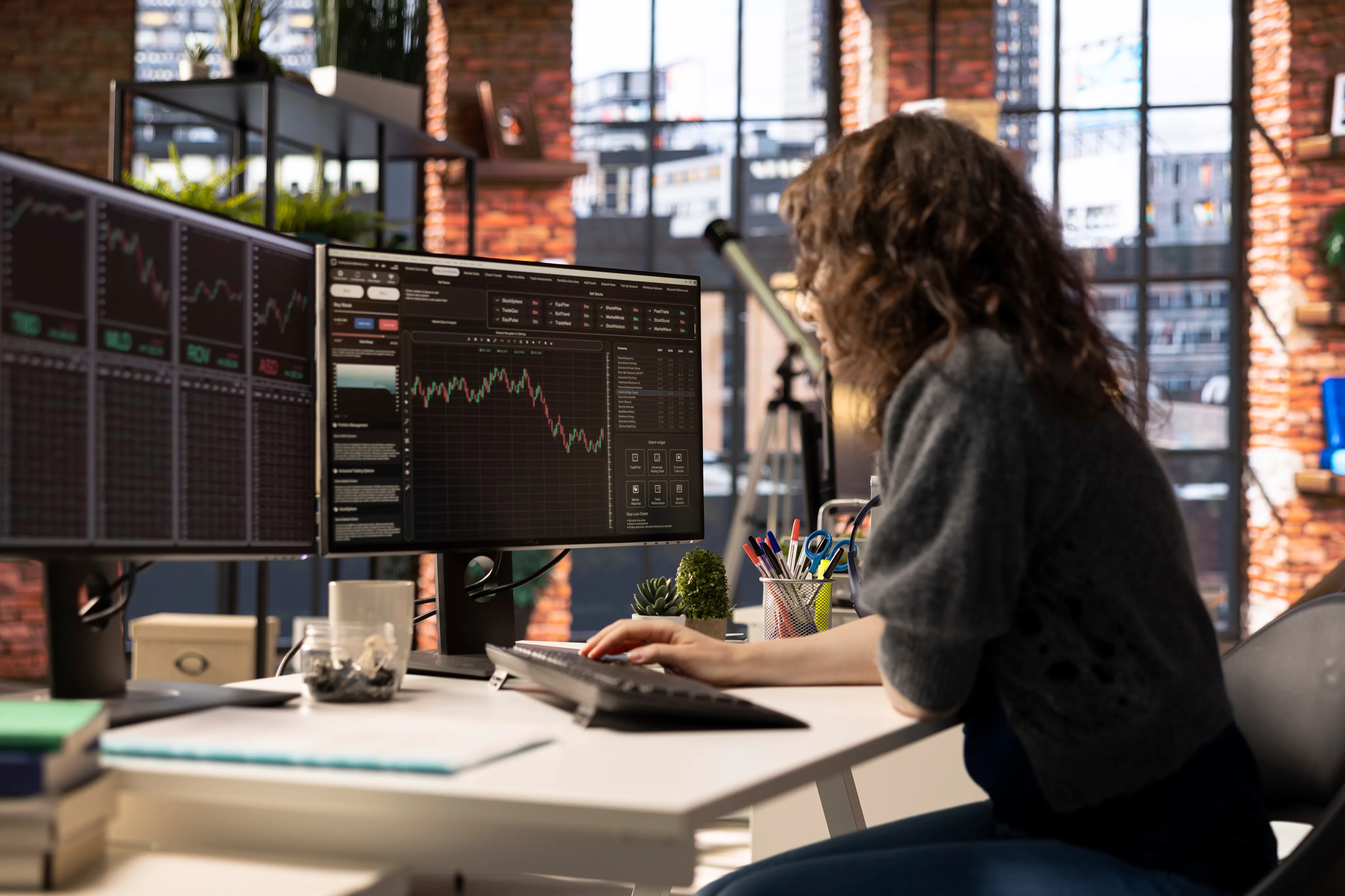 Forex trader analyzing charts